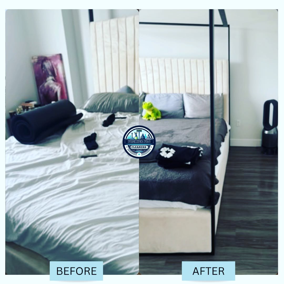 Before and after bedroom cleaning service